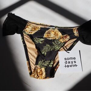 NWT Somedays Lovin Black and Yellow Floral Bikini Bottom